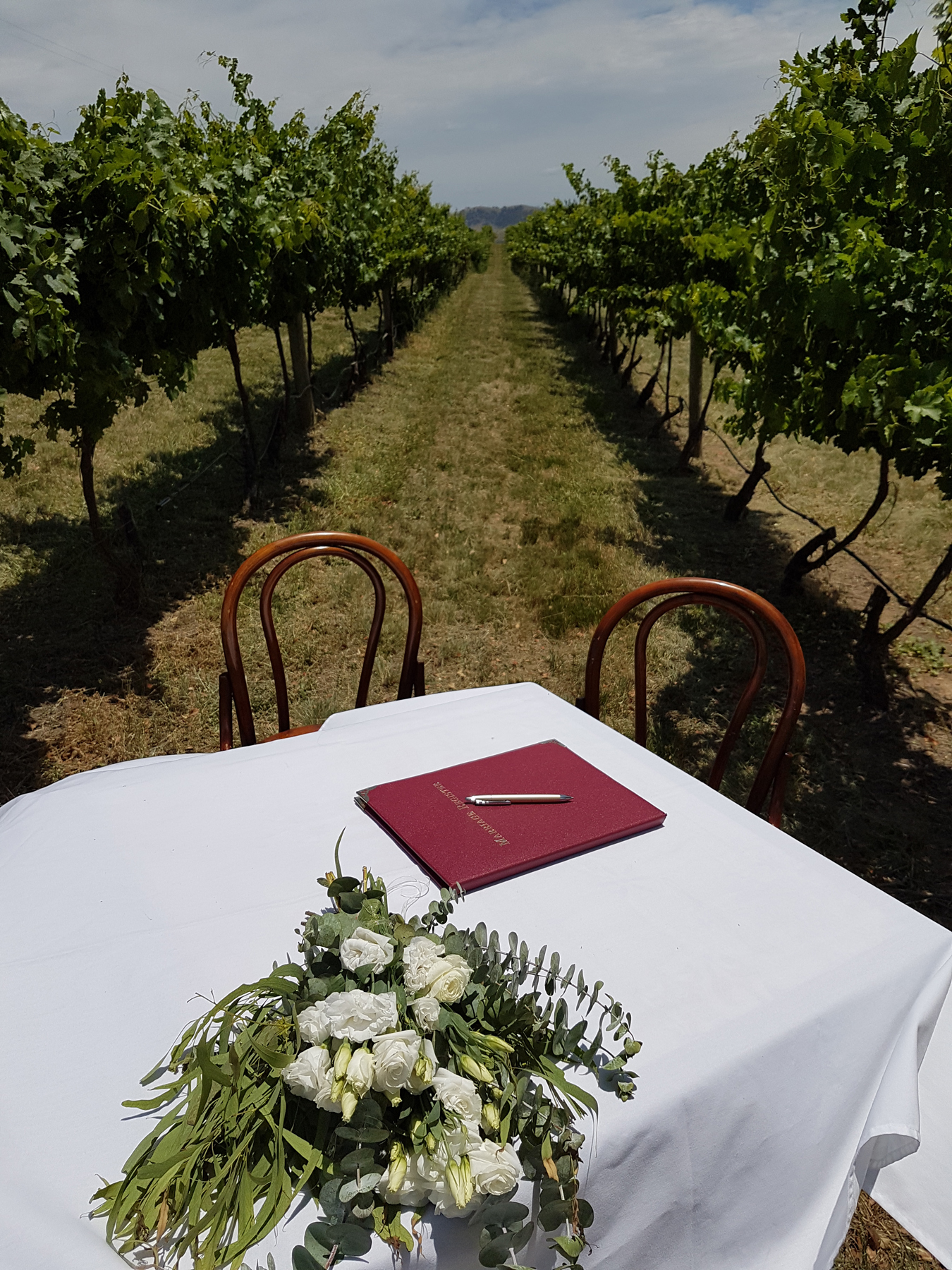 ceremony setup in winery