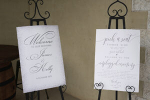 signage at Flaxton Gardens wedding